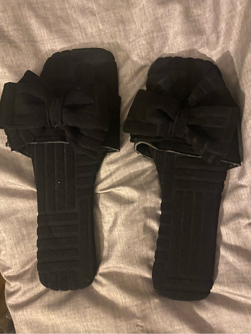 Black Bow Slide Sandals for Women